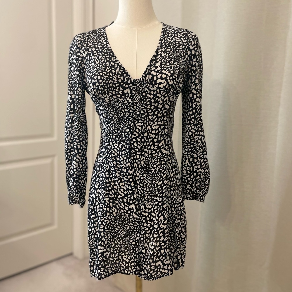 Zara Black and White Leopard Print Mini Dress